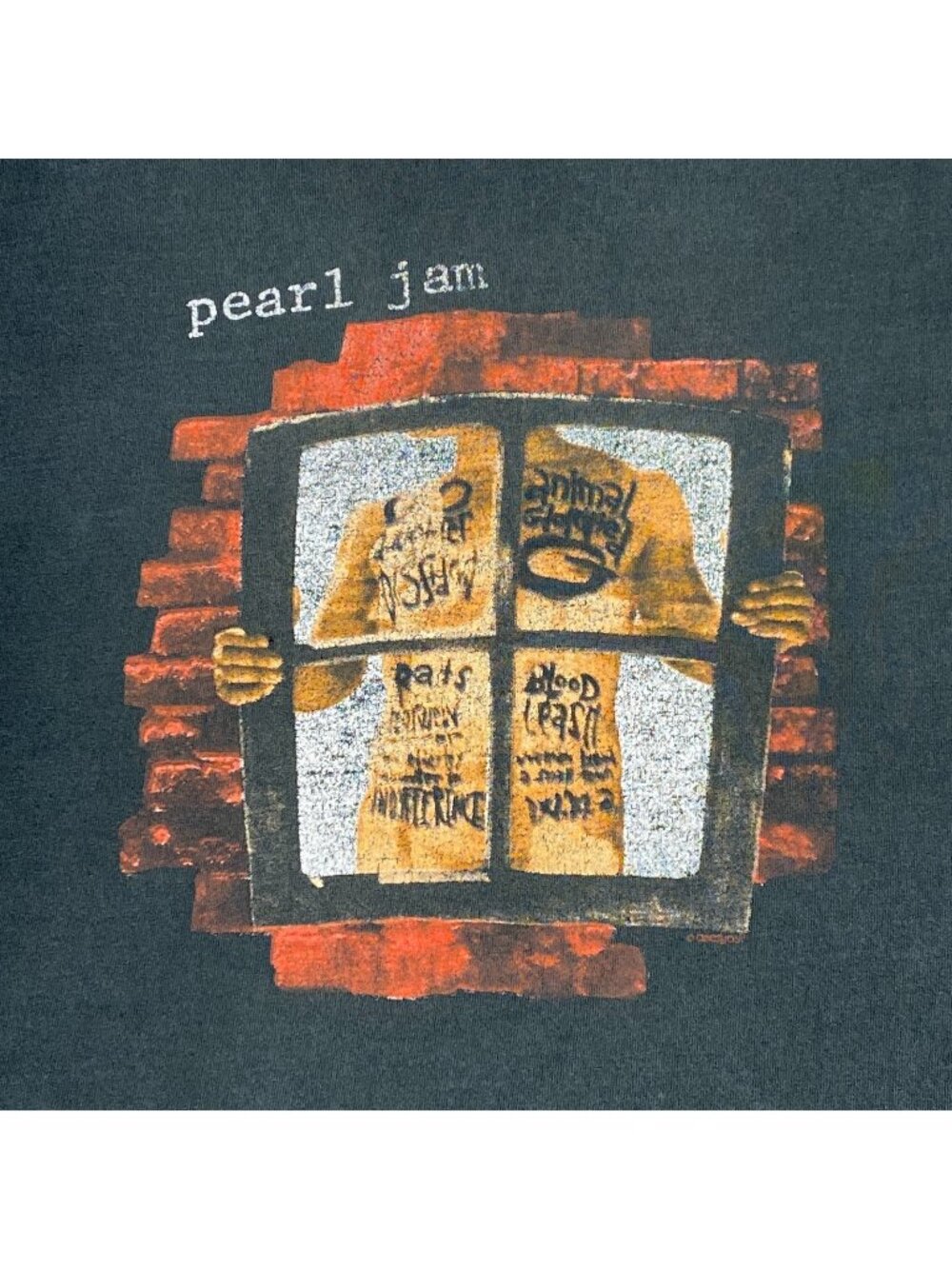 Pearl Jam Vintage 1993 Vs Album Window Pane T-Shirt XL Faded Black Single Stitch